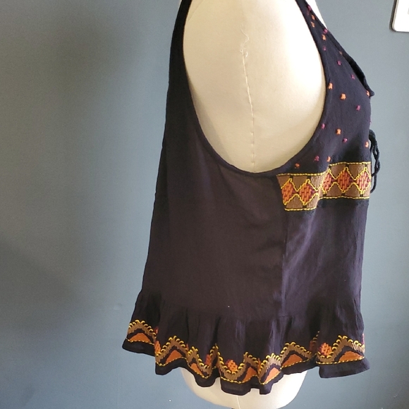 Free People Purple Embellished Tank Top with Tie Front - Picture 5 of 16
